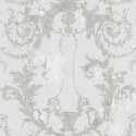 Papeldecor|Papel Pintado barroco ornamental blanco y plata|Papel Pintado