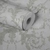 Papeldecor|Papel Pintado barroco ornamental blanco y plata|Papel Pintado