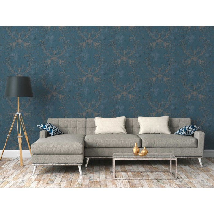 Papeldecor|Papel Pintado barroco ornamental azul|Papel Pintado