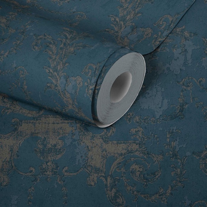 Papeldecor|Papel Pintado barroco ornamental azul|Papel Pintado