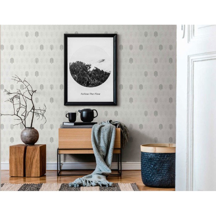 Papeldecor|Papier Peint géométrique blanc et gris, style moderne|Papier Peint