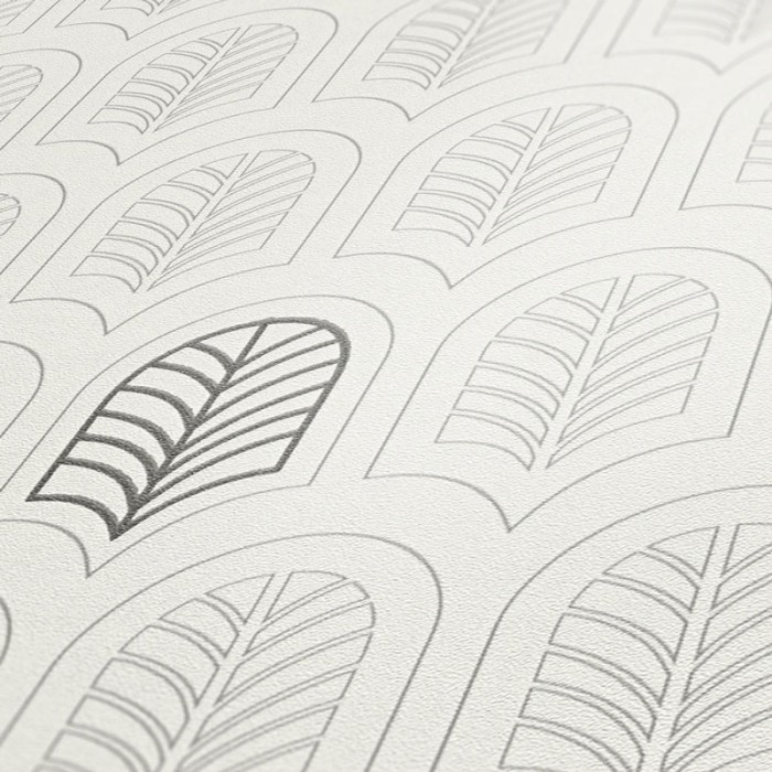 Papeldecor|Papier Peint géométrique blanc et gris, style moderne|Papier Peint