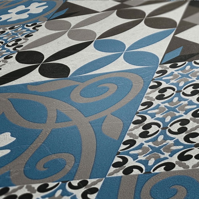 Papeldecor|Papier Peint carreaux bleus style mosaïque|Papier Peint