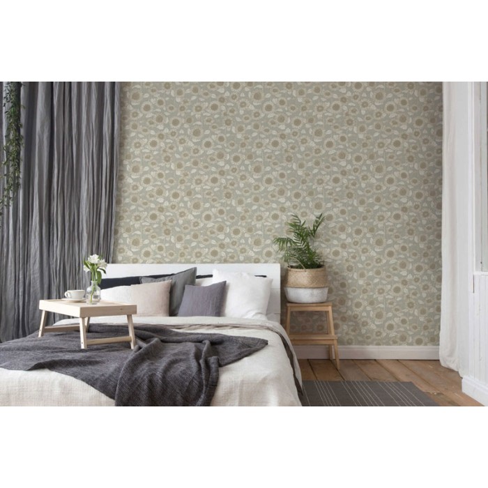 Papeldecor|Papier Peint floral tournesols vert tons pastel|Papier Peint
