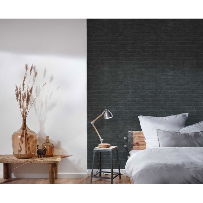 Papeldecor|Wallpaper black exposed brick|Brick Imitation