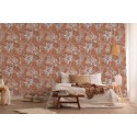 Papeldecor|Tapete tropisches, florales Orange|Tapeten