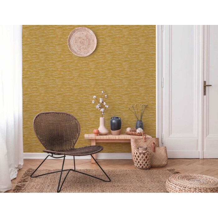 Papeldecor|Moderner senfgelber Tapete mit zerknittertem Effekt|Tapeten