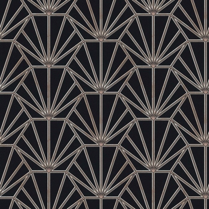 Papeldecor|Papel Pintado Art Deco con motivos metalizados cobre|Papel Pintado