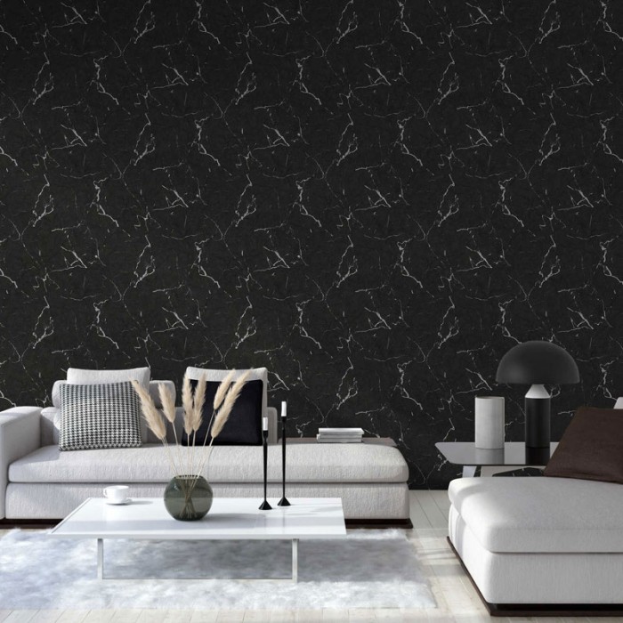 Papeldecor|Papier Peint effet mur écaillé noir|Papier Peint