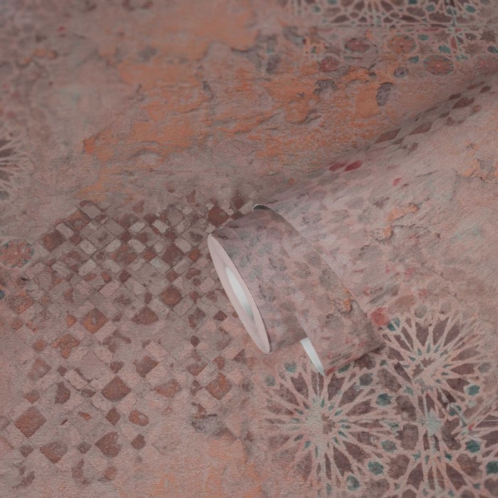 Papel Pintado tipo mosaico tonos salmón -  221-1605