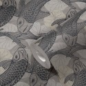 Papeldecor|Papel Pintado moderno estilo japonés con peces y flores orientales|Papel Pintado