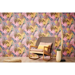 Papeldecor|Wallpaper floral multicolour very cheerful with large embossed flowers|Wallpaper 2