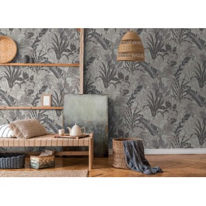 Eijffinger|Papier peint ethnique marqueterie géométrique marron foncé|Ethnique 2