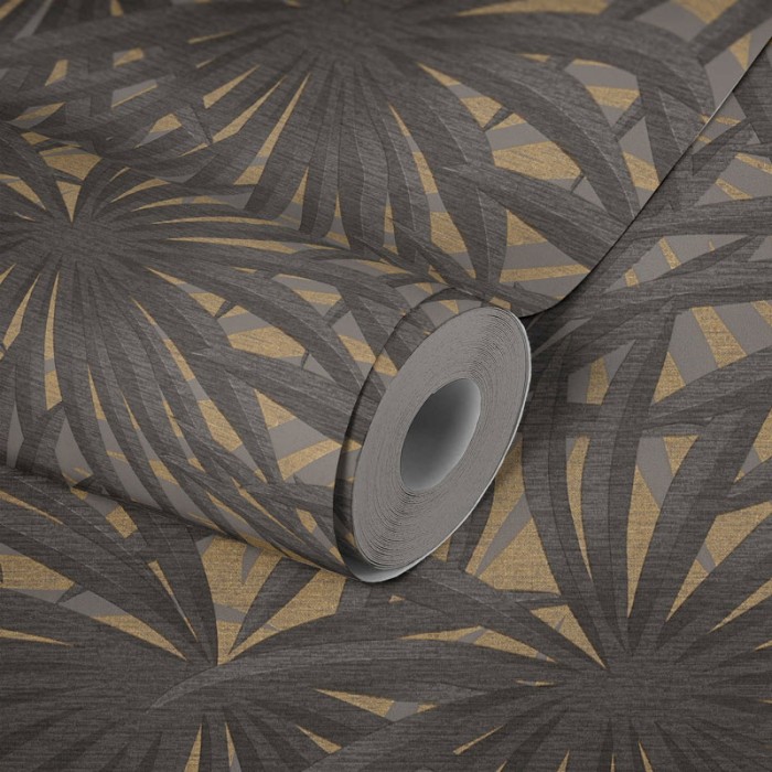 Papeldecor|Papel Pintado hojas de plantas exóticas con detalles metalizados|Papel Pintado