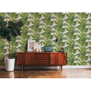Rasch|Wallpaper beige palm leaves|Tropical 2