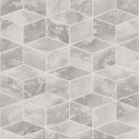 Papeldecor|Papier Peint mosaïque géométrique en marbre gris avec des détails métallisés|Imitation Marbre