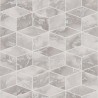 Papeldecor|Tapete geometrische Mosaik aus grauem Marmor mit metallischen Details|Marmorimitat