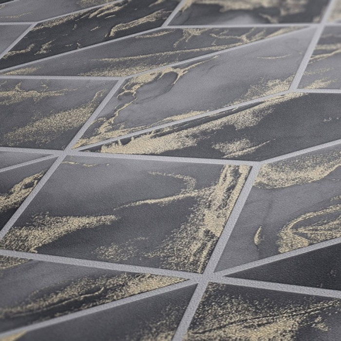 Papeldecor|Tapete moderne Marmoreffekt grau und metallisch|Marmorimitat
