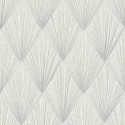 Papeldecor|Papel Pintado moderno formas Art Deco blanco y gris metalizado|Papel Pintado