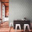 Papeldecor|Modern Wallpaper with Art Deco shapes in white and metallic gray|Wallpaper