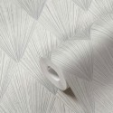 Papeldecor|Papel Pintado moderno formas Art Deco blanco y gris metalizado|Papel Pintado