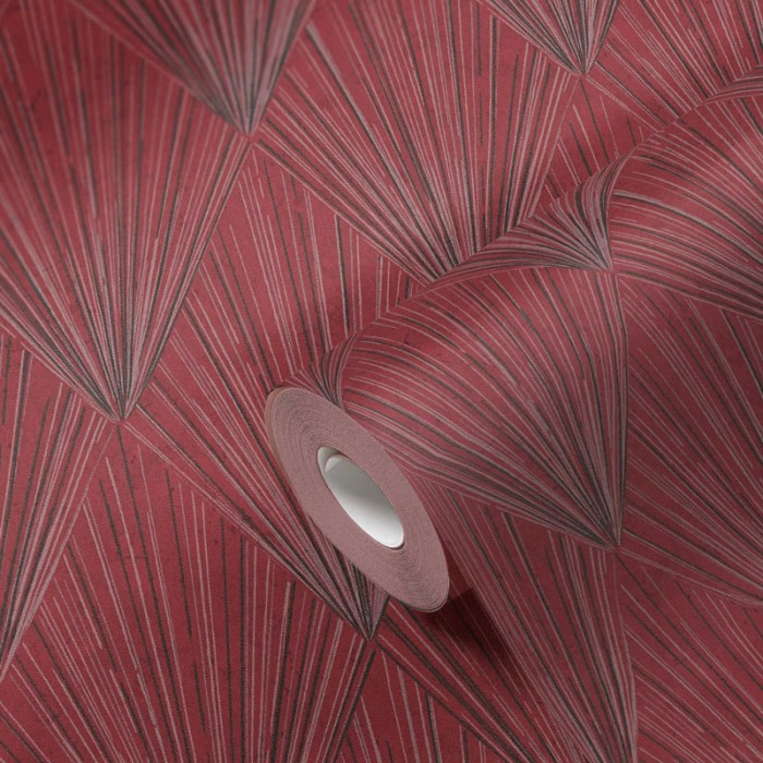 Papeldecor|Tapete Modernes rotes Art Deco mit metallischen Details|Tapeten