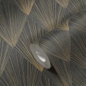 Papeldecor|Papier Peint moderne noir et beige métallisé design Art Déco|Papier Peint