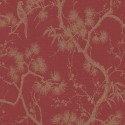Papeldecor|Papier Peint style oriental bonsaï japonais rouge et métallisé|Papier Peint