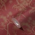 Papeldecor|Papier Peint style oriental bonsaï japonais rouge et métallisé|Papier Peint