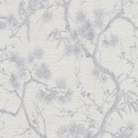 Papeldecor|Wallpaper Japanese bonsai in white and metallic gray|Wallpaper
