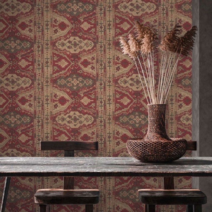 Papeldecor|Wallpaper Marrakesh carpet in red tones|Wallpaper