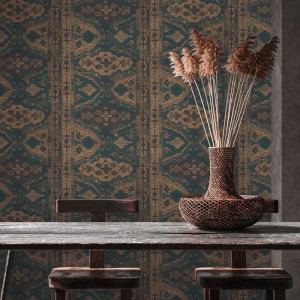 Casadeco|Brown stone effect wallpaper with patina|Wallpaper 2
