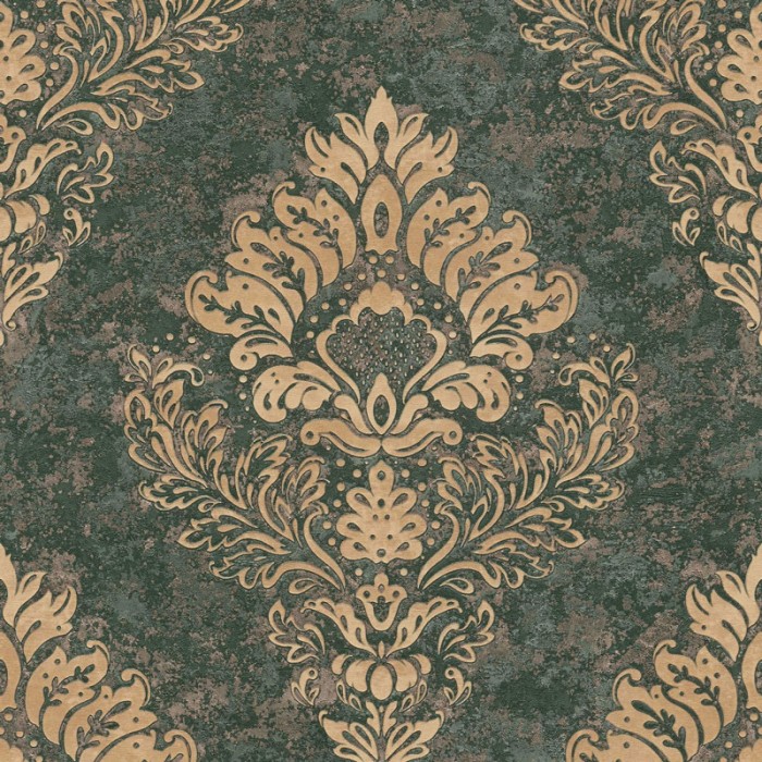Papeldecor|Papel Pintado damasco verde texturizado|Papel Pintado