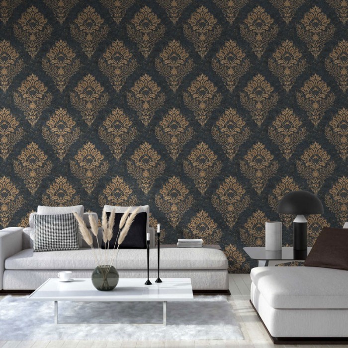 Papeldecor|Papier Peint damas bleu lavé|Papier Peint