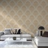 Papeldecor|Papel Pintado damasco beige relieve pared|Papel Pintado