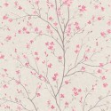 Papeldecor|Papier Peint cerisier gris clair rose|Papier Peint