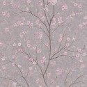 Papeldecor|Papel Pintado japonés ramas cerezo gris rosa|Papel Pintado