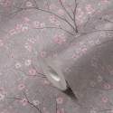 Papeldecor|Papel Pintado japonés ramas cerezo gris rosa|Papel Pintado