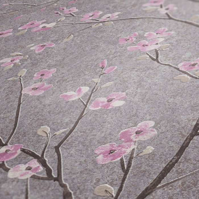Papeldecor|Papier Peint japonais branches de cerisier gris rose|Papier Peint