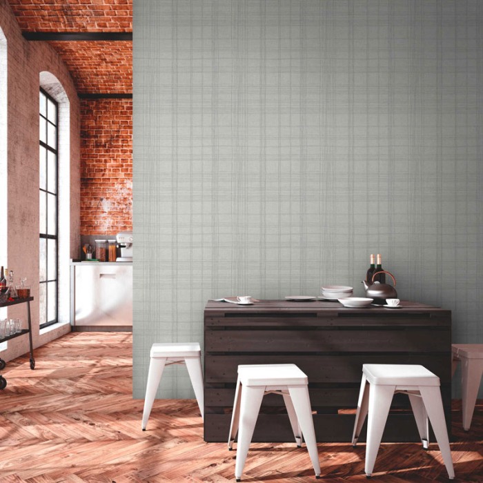 Papeldecor|Wallpaper gray checkered with metallic lines|Wallpaper