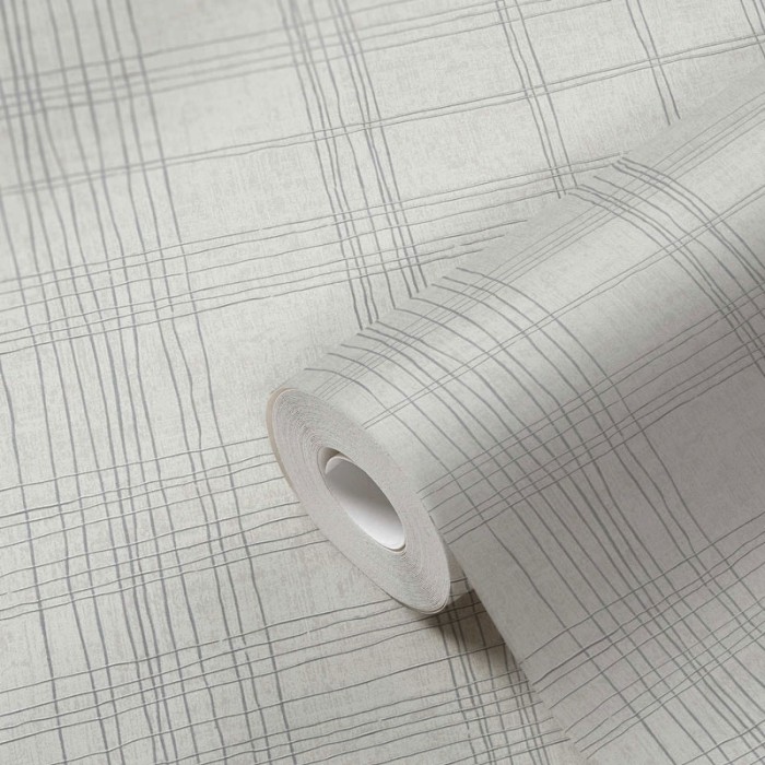 Papeldecor|Tapete graue Karos mit metallischen Linien|Tapeten
