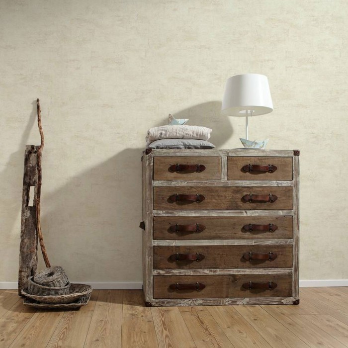 Papeldecor|Tapete mit Zementwand-Effekt in Beige|Tapeten