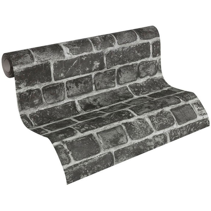 Papeldecor|Tapete schwarze Industrieziegel|Ziegelimitat