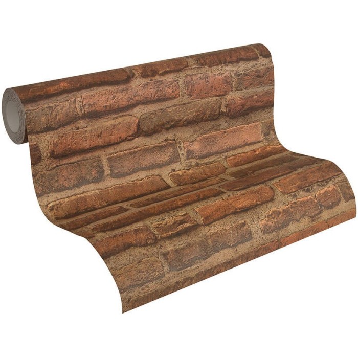 Papeldecor|Tapete braune Ziegel mit Relief|Ziegelimitat