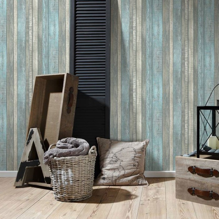 Papeldecor|Tapete im Vintage-Stil mit buntem Holz|Holzimitat