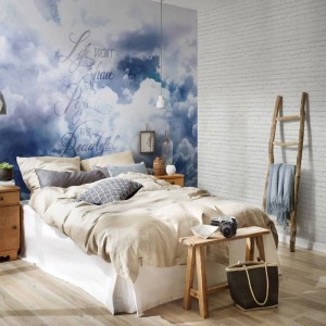 Casamance|Wallpaper wood mosaic inlay blue|Wallpaper 2