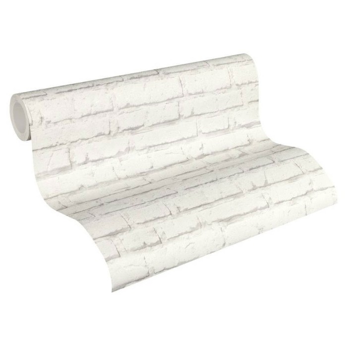 Papeldecor|Tapete weiße Kalkziegel|Ziegelimitat