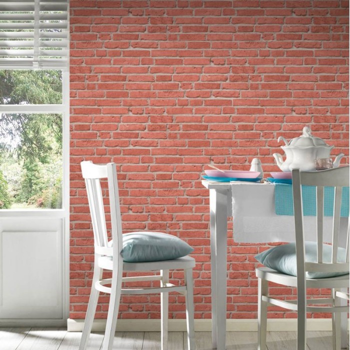 Papeldecor|Tapete roter Ziegelmauerwerk|Ziegelimitat