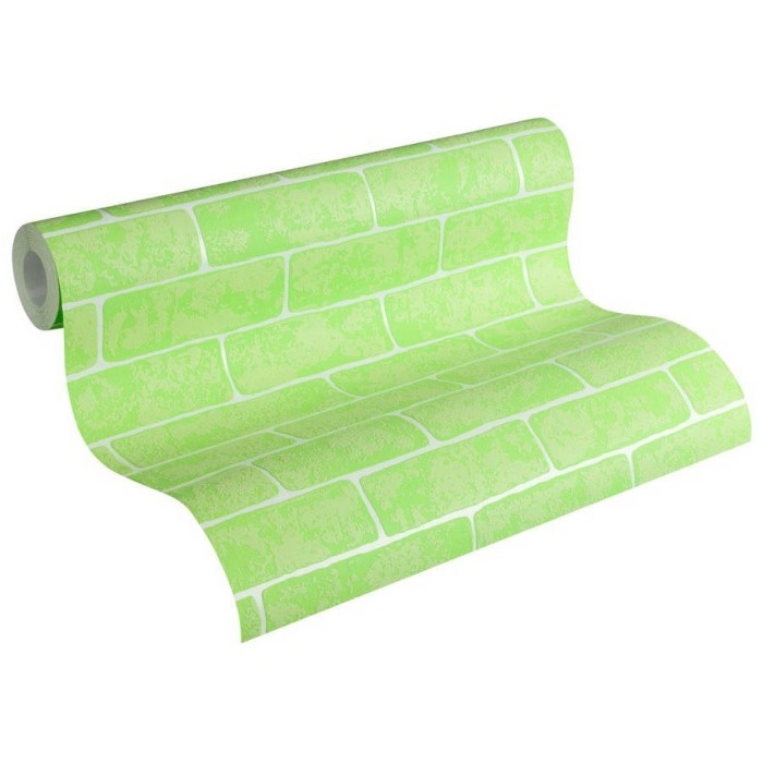 Papeldecor|Tapete Limettengrüne Ziegel|Ziegelimitat