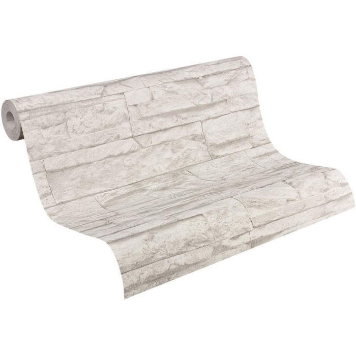 Papeldecor|Wallpaper rustic white limestone wall|Stone Imitation